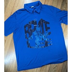SUPER RARE🥷🏽90s Vintage Bruce Lee Blue Word Art Face Spellout Name Polo Shirt